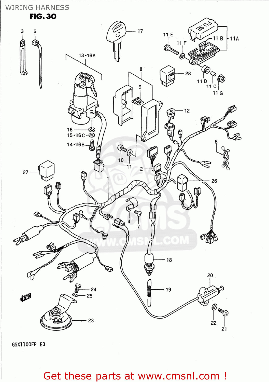 WIRING HARNESS GSX1100F 1991 (M) USA (E03)