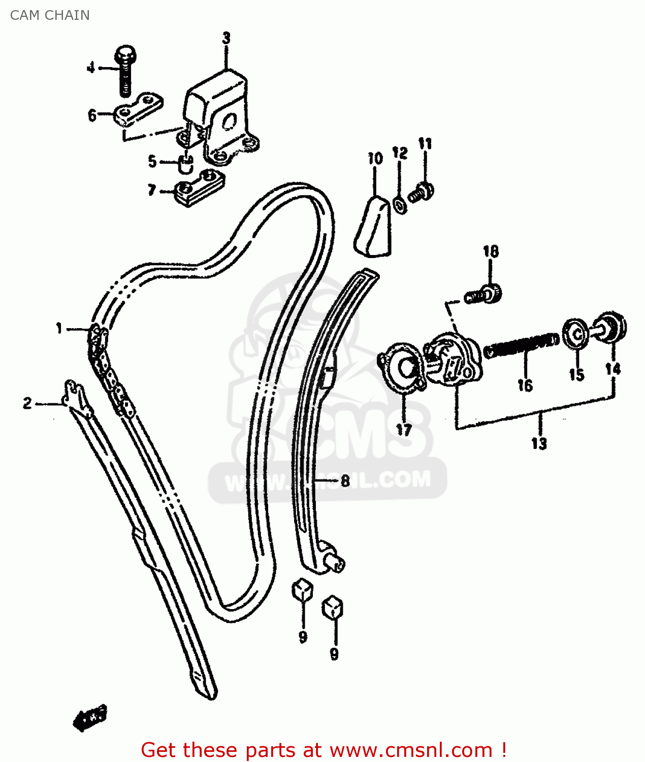 CAM CHAIN GSX1100F 1992 (N) (E01 E02 E04 15 16 17 18 21 22 24 25 34 39 53)