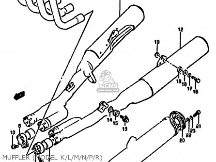 MUFFLER (MODEL K/L/M/N/P/R) - GSX1100F 1992 (N) (E01 E02 E04 15 16 17 18 21 22 24 25 34 39 53)