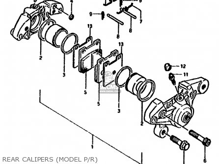 REAR CALIPERS (MODEL P/R) - GSX1100F 1992 (N) (E01 E02 E04 15 16 17 18 21 22 24 25 34 39 53)