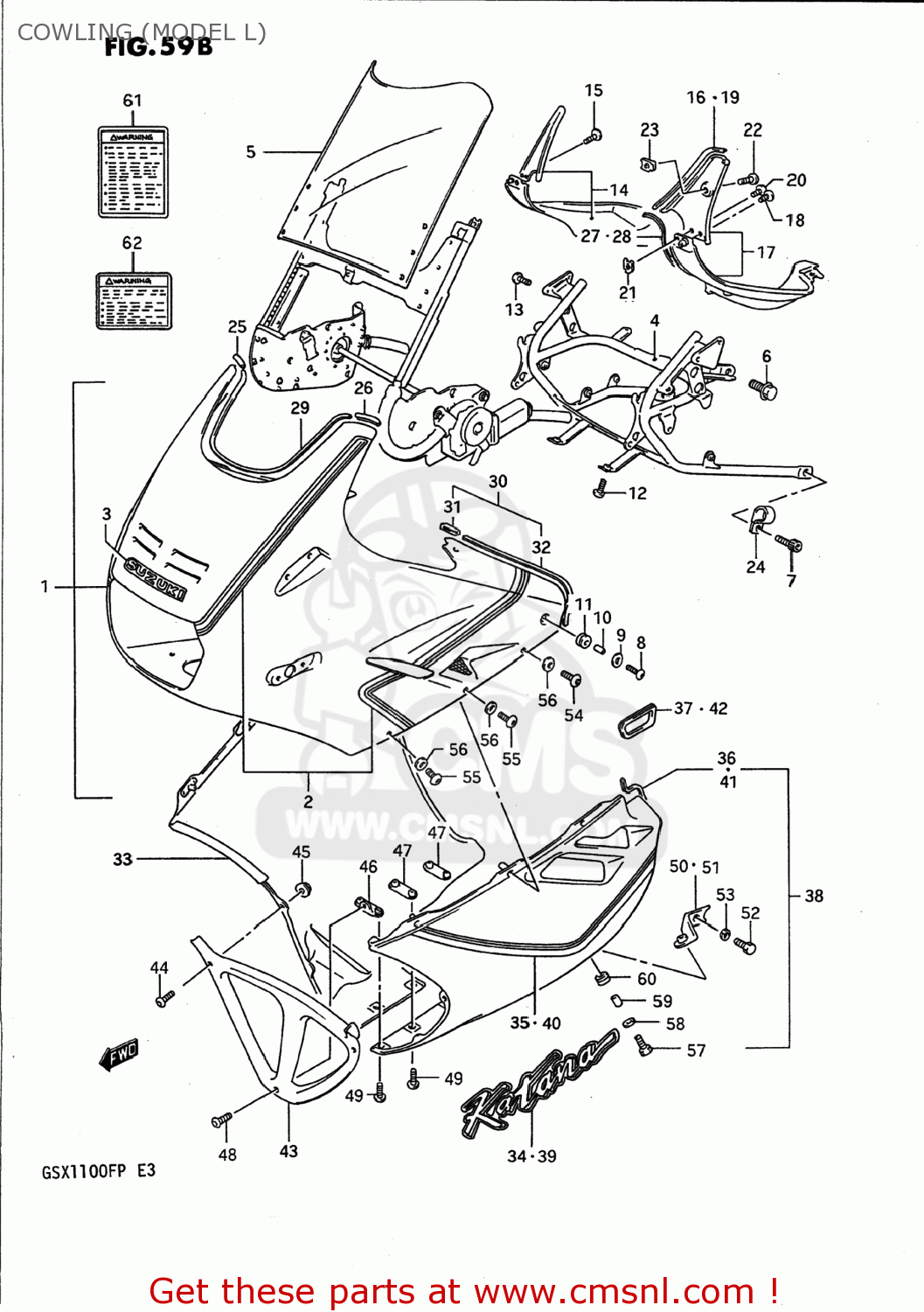 Suzuki GSX1100F 1992 (N) USA (E03) COWLING (MODEL L) - buy original ...