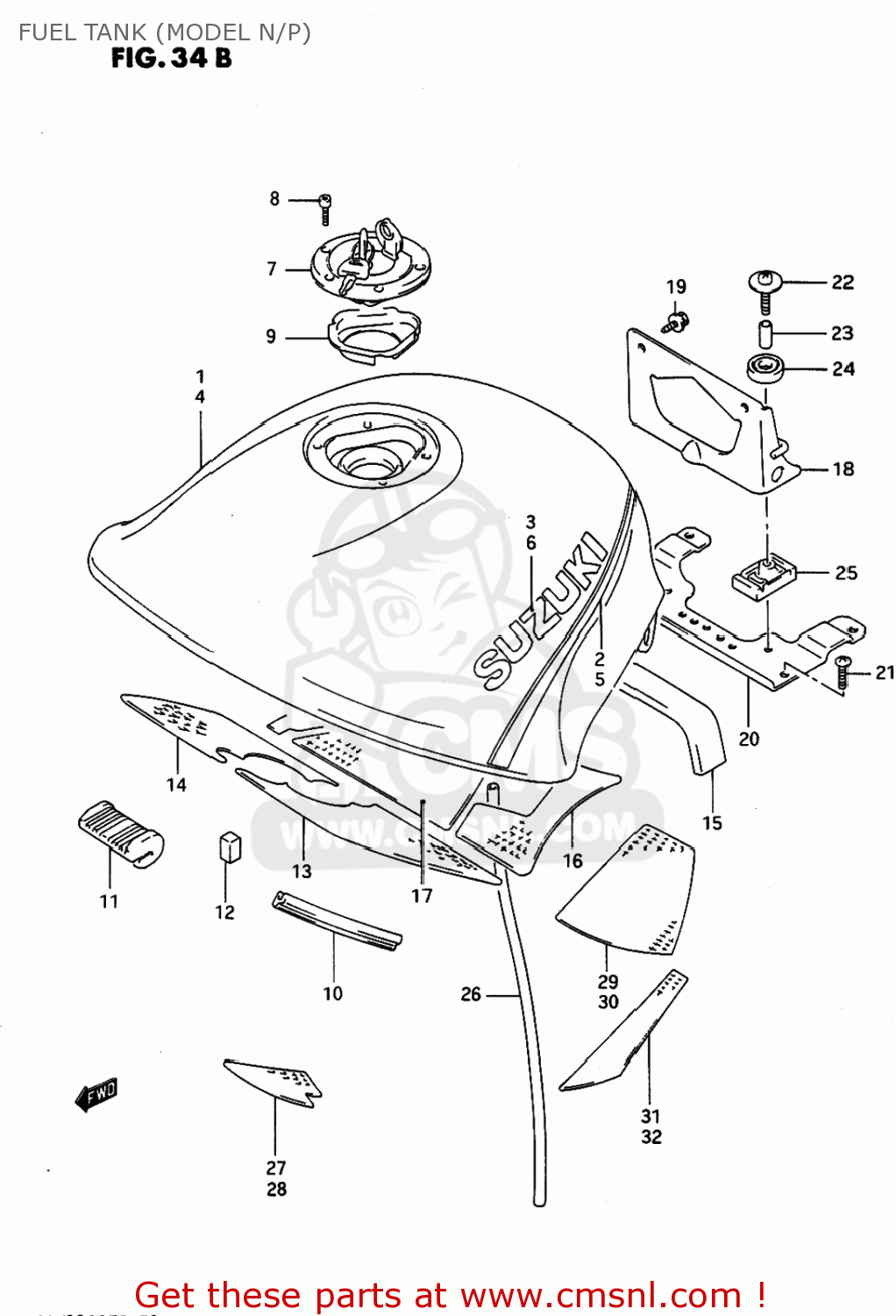 FUEL TANK (MODEL N/P) GSX1100F 1992 (N) USA (E03)