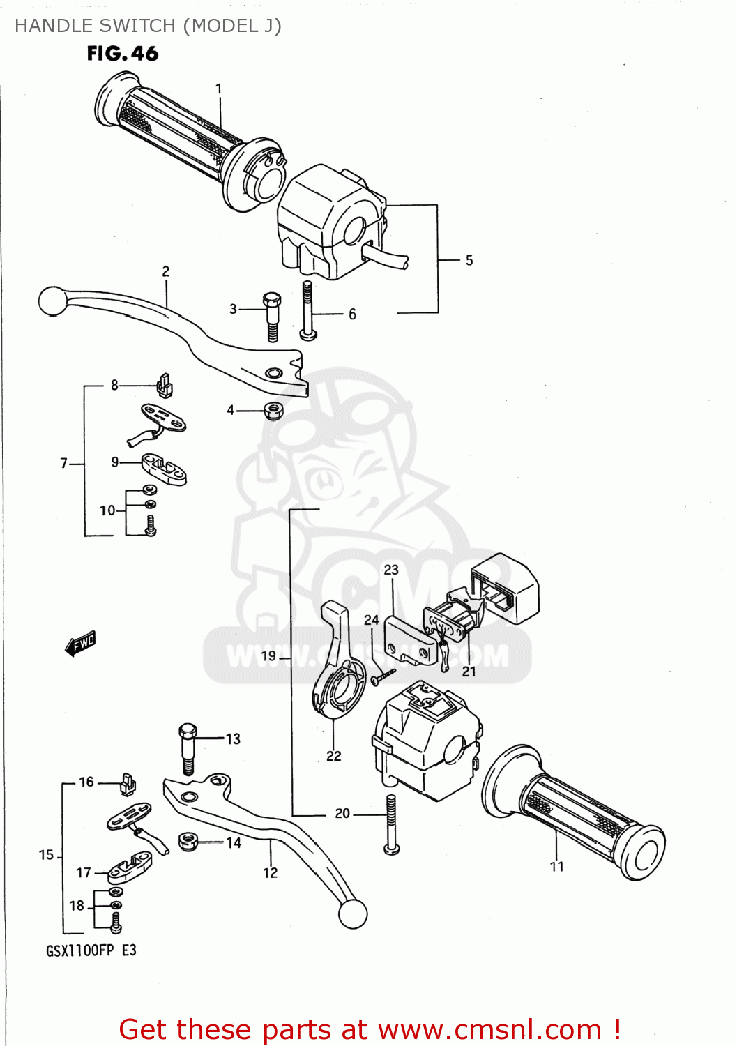 HANDLE SWITCH (MODEL J) GSX1100F 1992 (N) USA (E03)