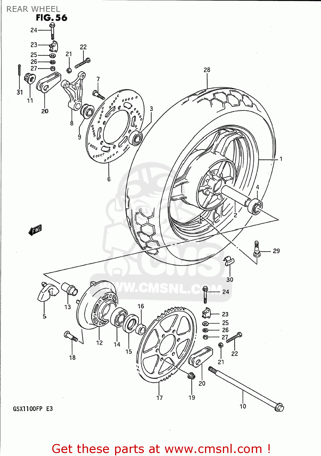 REAR WHEEL GSX1100F 1992 (N) USA (E03)