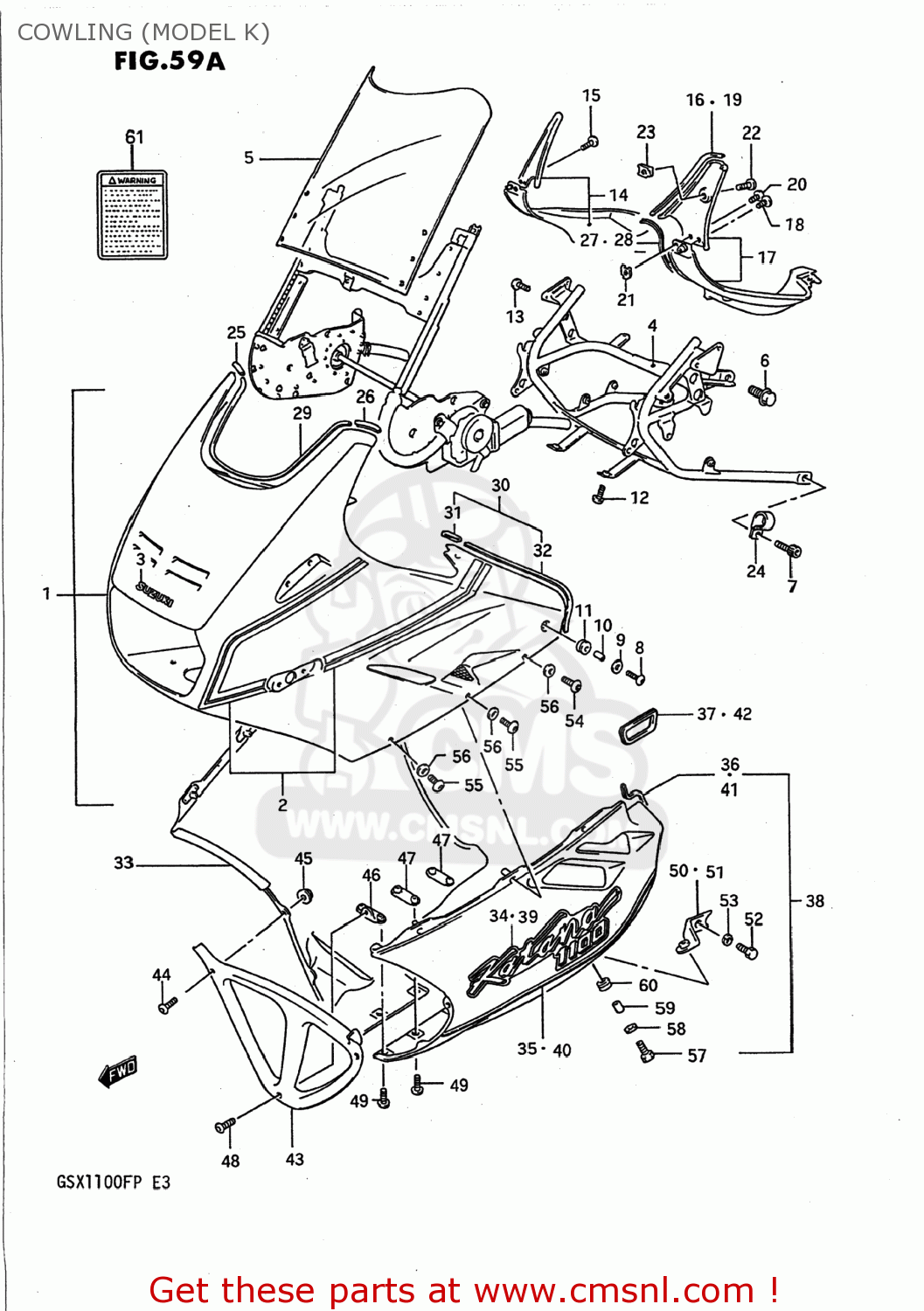 COWLING (MODEL K) GSX1100F 1993 (P) USA (E03)