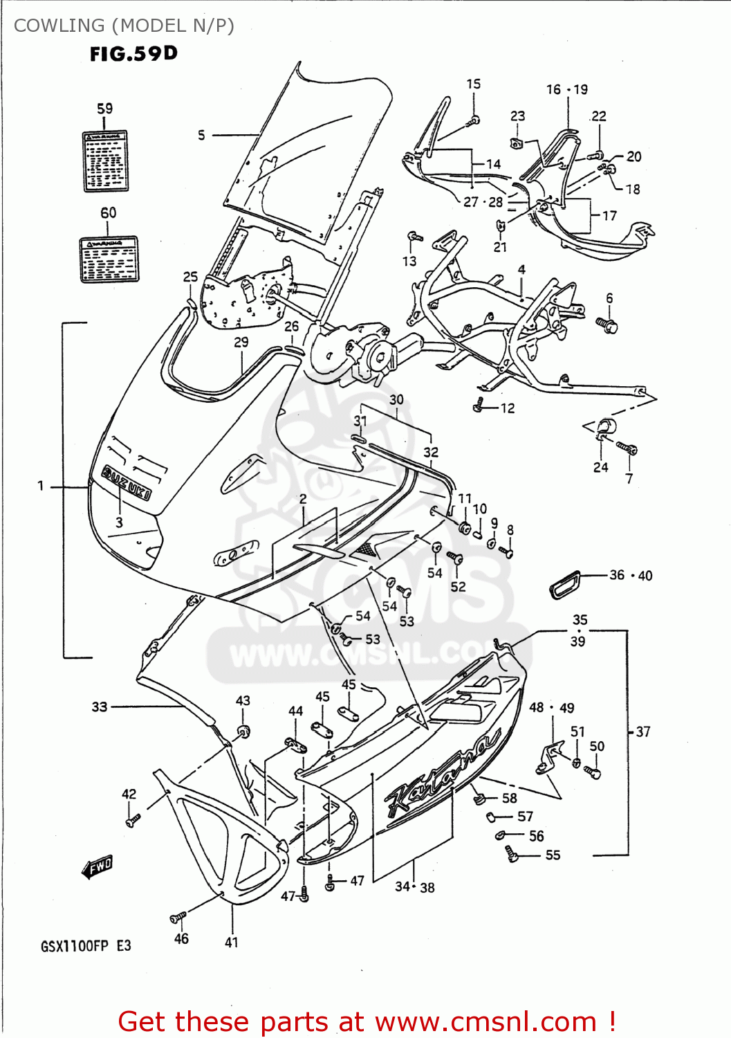 COWLING (MODEL N/P) GSX1100F 1993 (P) USA (E03)