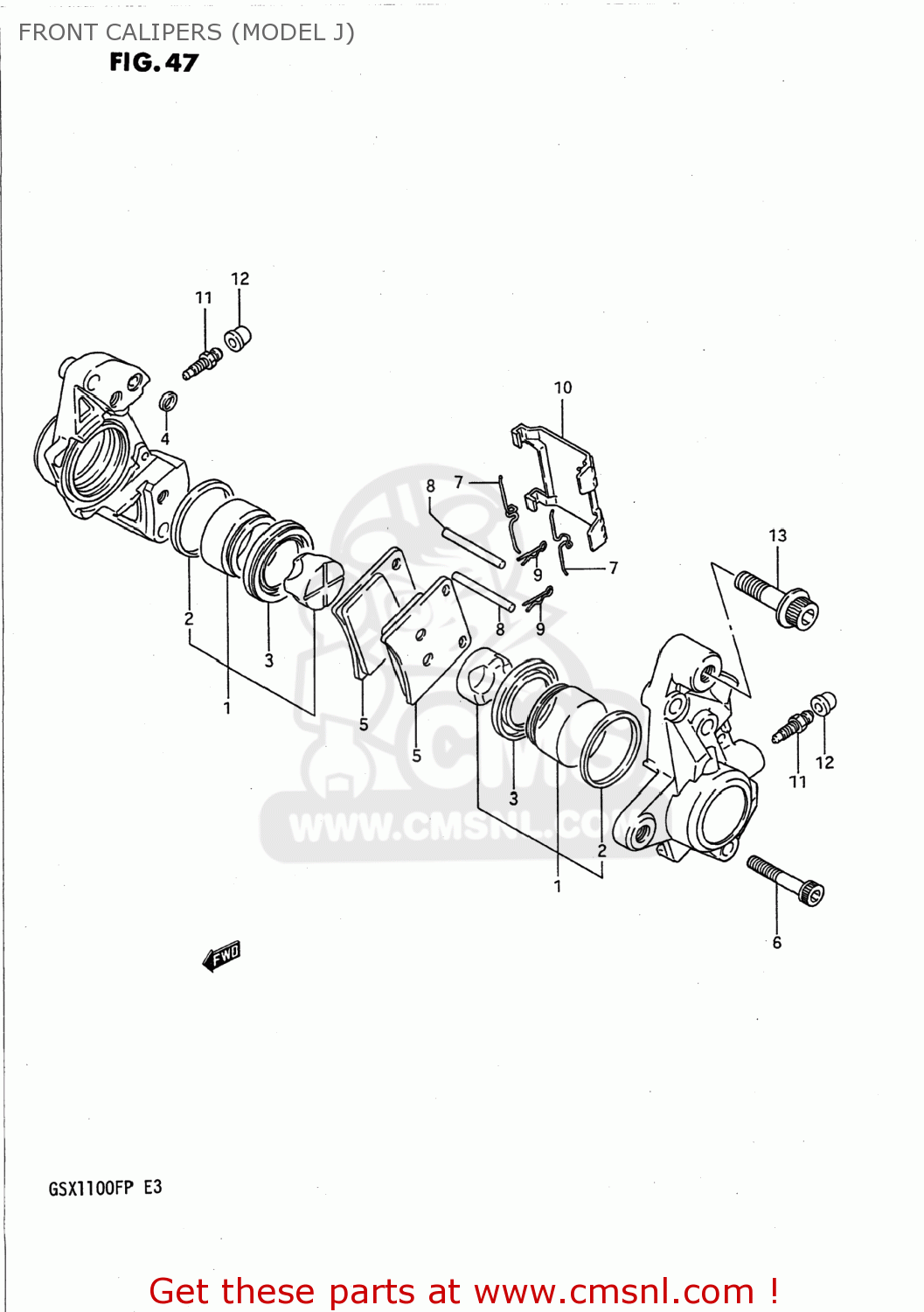 FRONT CALIPERS (MODEL J) GSX1100F 1993 (P) USA (E03)