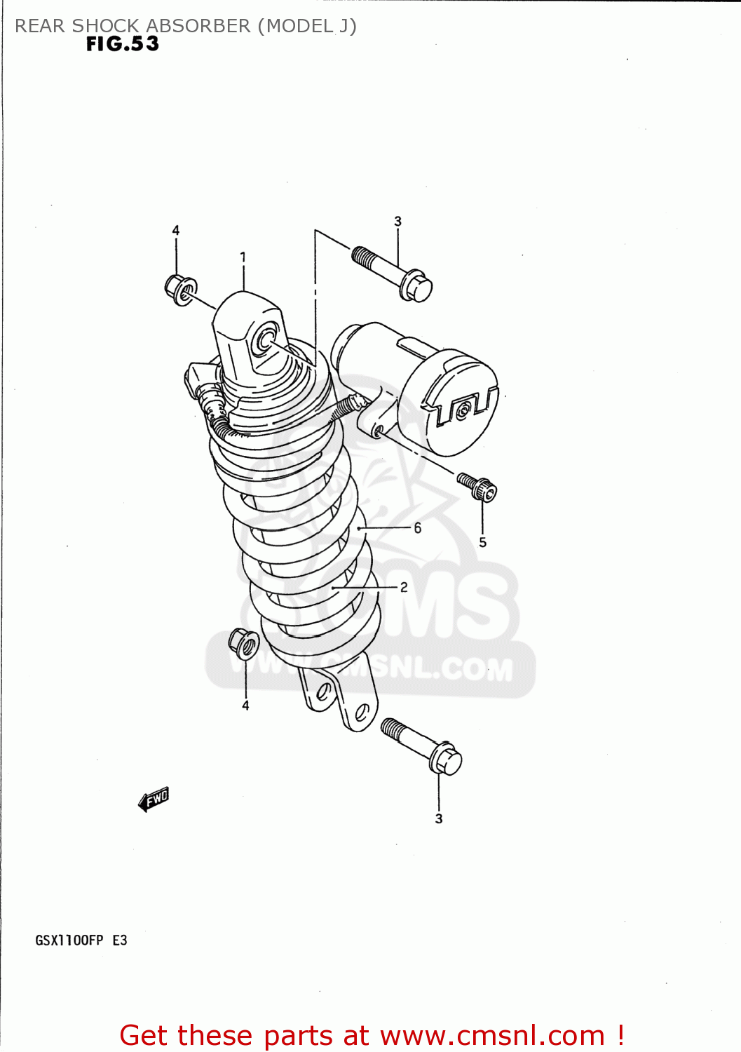 REAR SHOCK ABSORBER (MODEL J) GSX1100F 1993 (P) USA (E03)