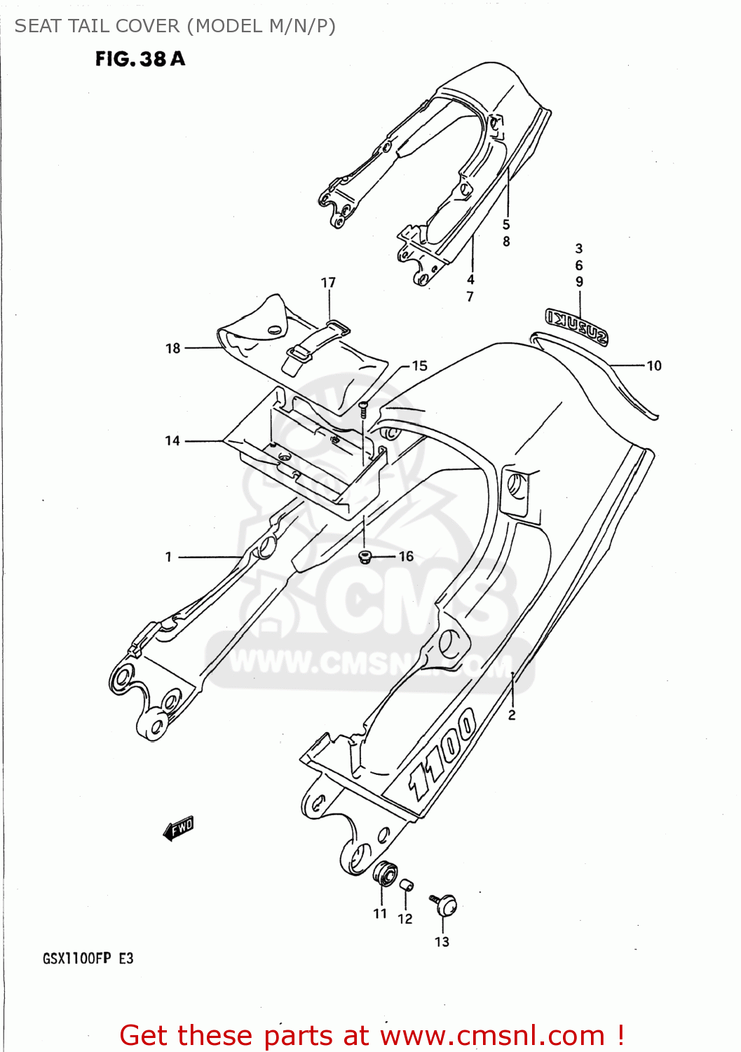 SEAT TAIL COVER (MODEL M/N/P) GSX1100F 1993 (P) USA (E03)