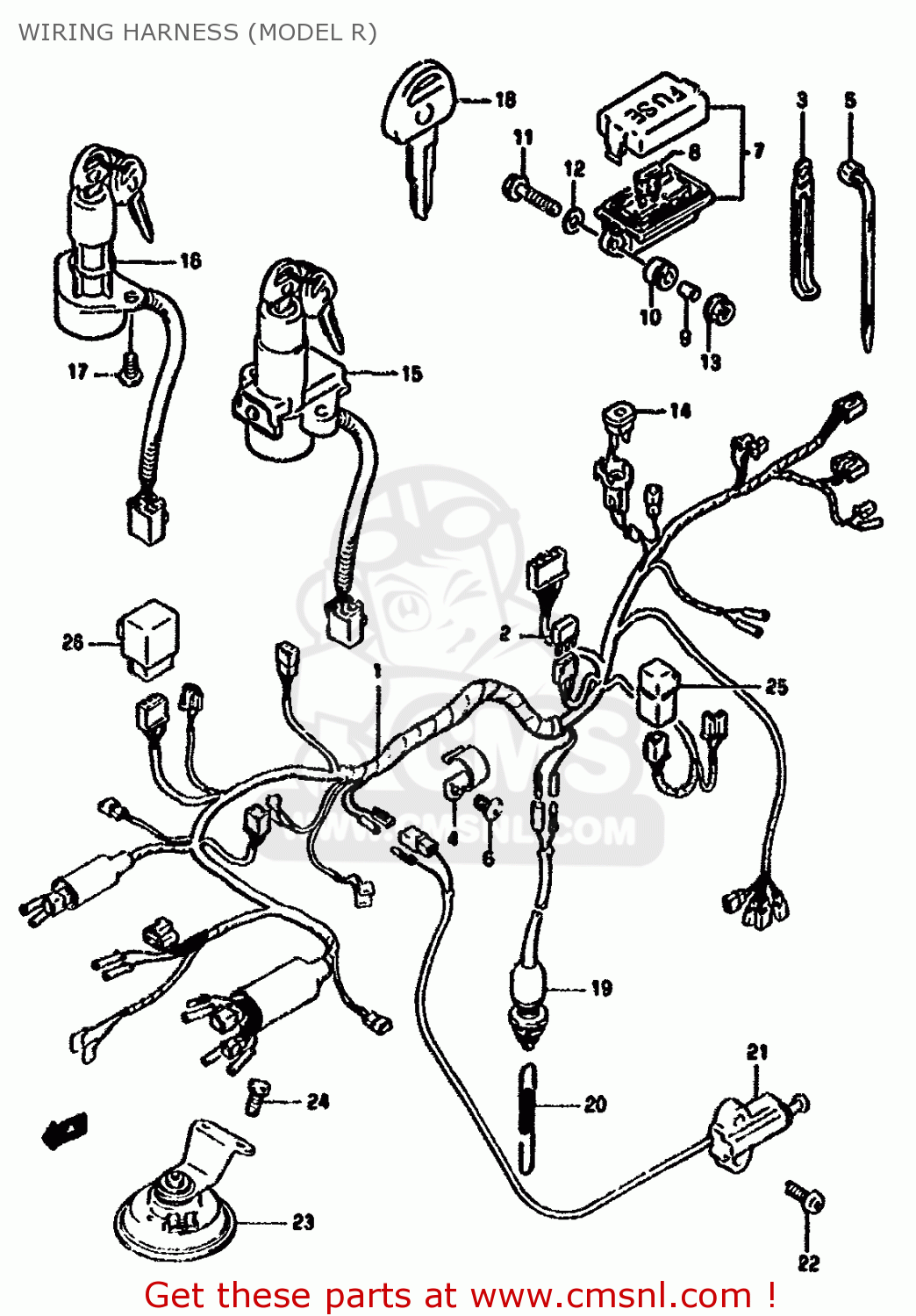 WIRING HARNESS (MODEL R) GSX1100F 1993 (P) ZWITZERLAND (E18)