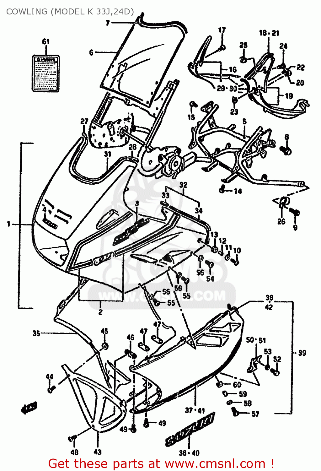 COWLING (MODEL K 33J,24D) GSX1100F 1993 (P) ZWITZERLAND (E18)