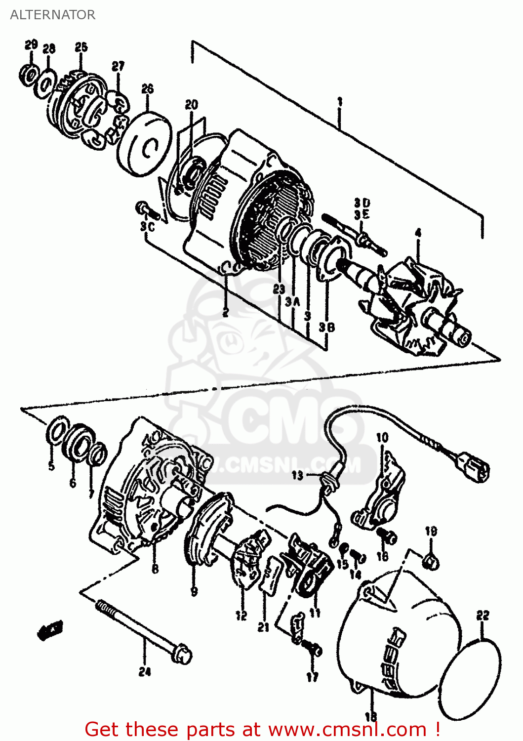ALTERNATOR GSX1100F 1994 (R) (E02 E04 E15 E17 E18 E21 E22 E25 E34 E53)