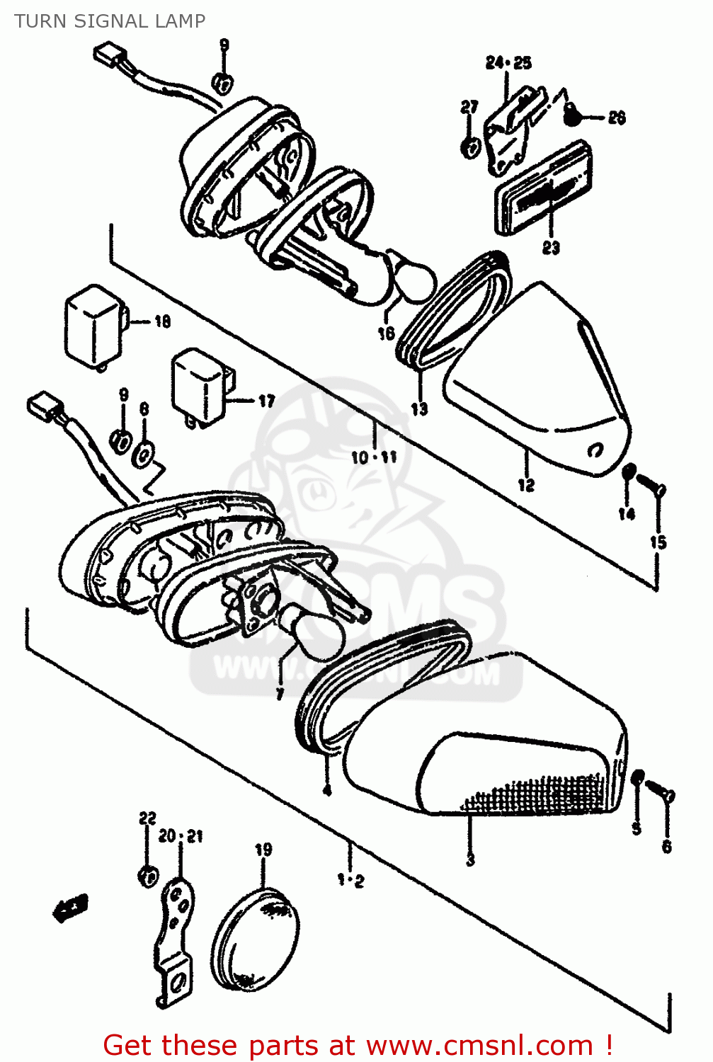 TURN SIGNAL LAMP GSX1100F 1994 (R) (E02 E04 E15 E17 E18 E21 E22 E25 E34 E53)
