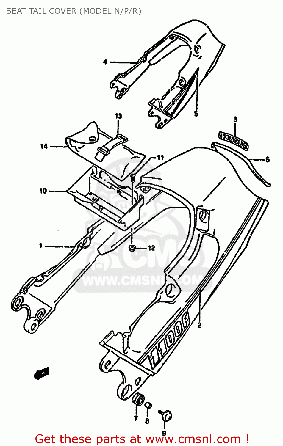 SEAT TAIL COVER (MODEL N/P/R) GSX1100F 1994 (R) (E02 E04 E15 E17 E18 E21 E22 E25 E34 E53)