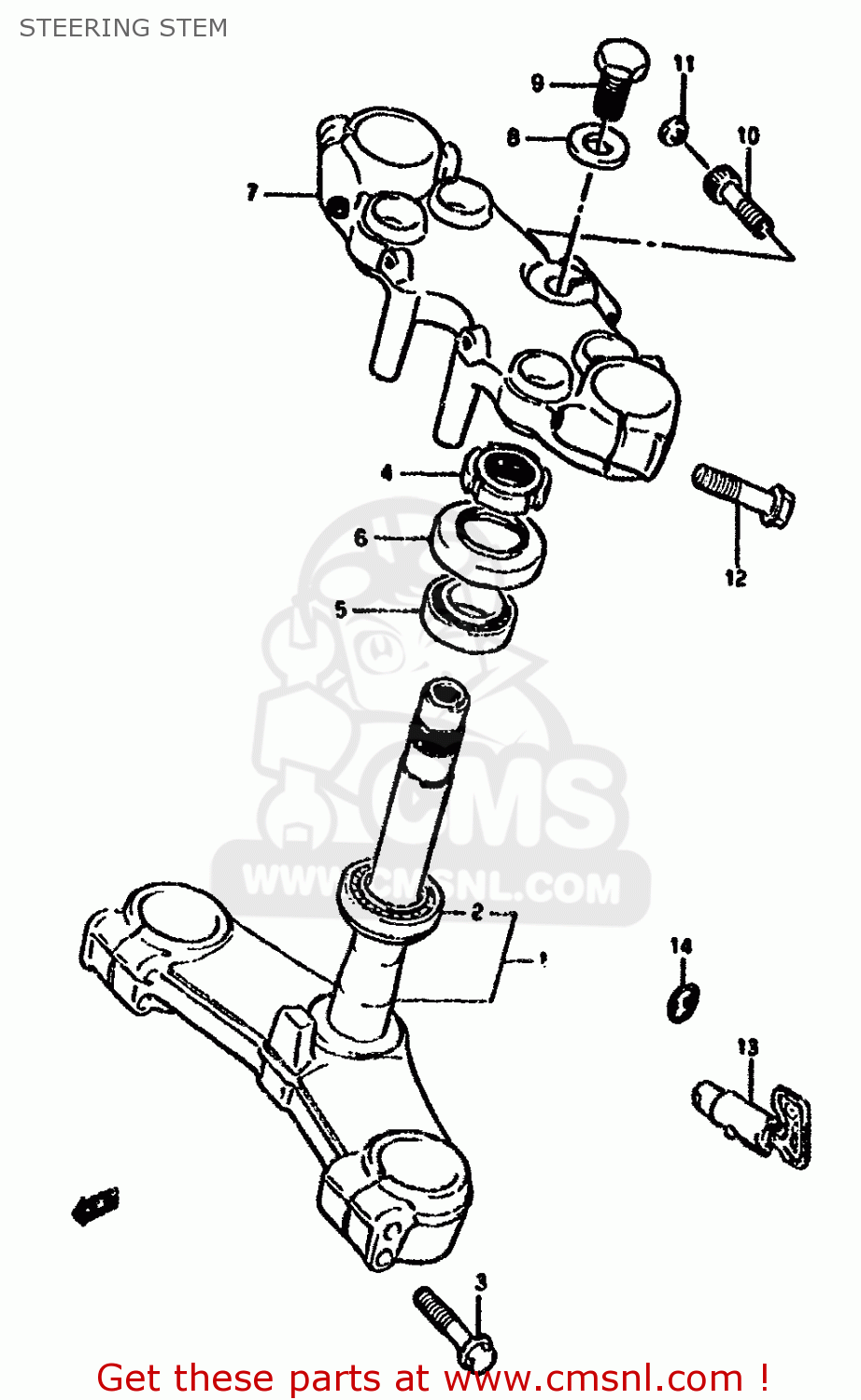 STEERING STEM GSX1100F 1994 (R) (E02 E04 E15 E17 E18 E21 E22 E25 E34 E53)
