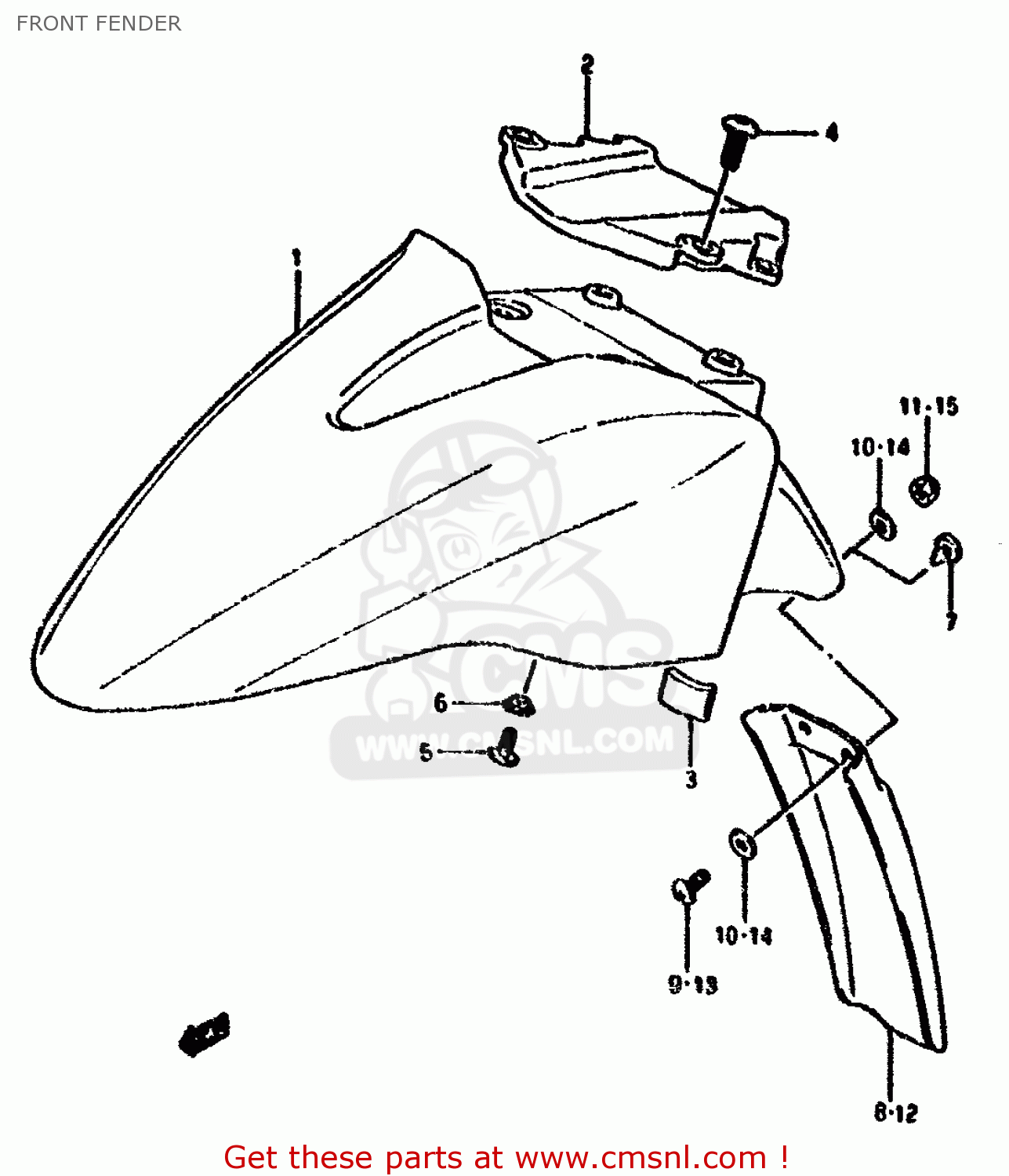 FRONT FENDER GSX1100F 1994 (R) (E02 E04 E15 E17 E18 E21 E22 E25 E34 E53)