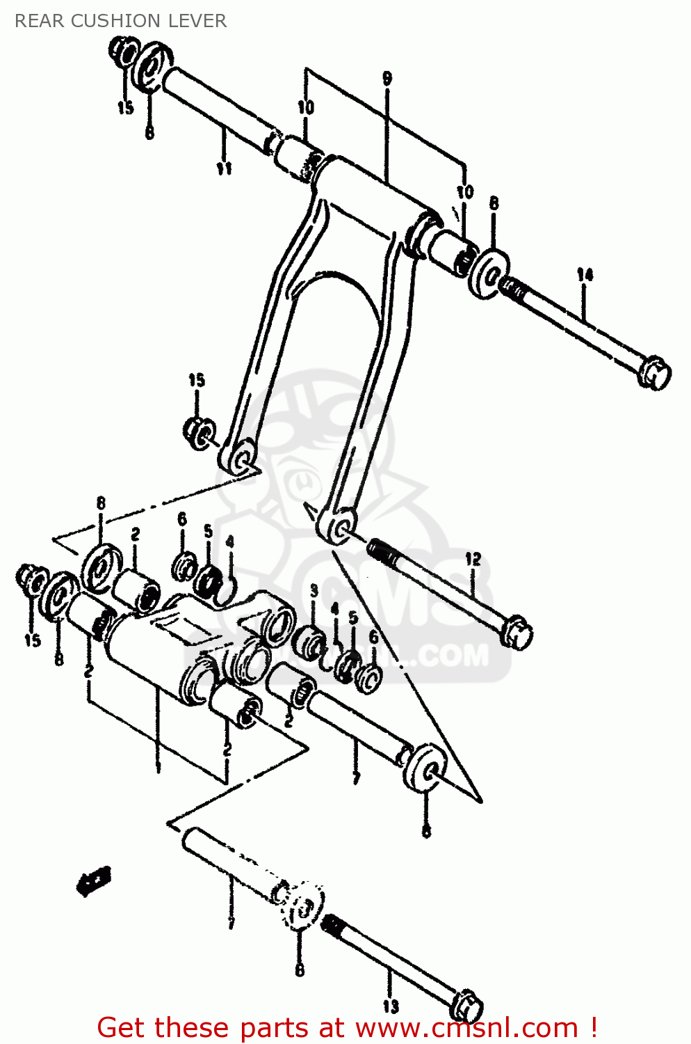 REAR CUSHION LEVER GSX1100F 1994 (R) (E02 E04 E15 E17 E18 E21 E22 E25 E34 E53)