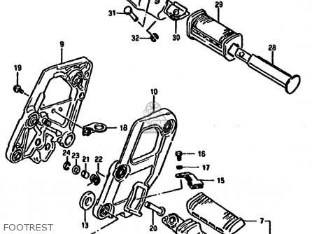 FOOTREST - GSX1100F 1994 (R) (E02 E04 E15 E17 E18 E21 E22 E25 E34 E53)