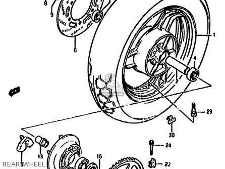 REAR WHEEL - GSX1100F 1994 (R) (E02 E04 E15 E17 E18 E21 E22 E25 E34 E53)