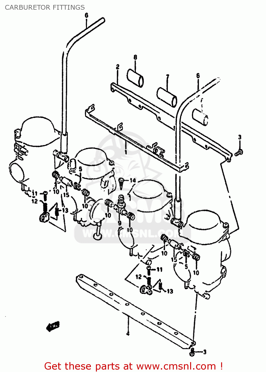 CARBURETOR FITTINGS GSX1100G 1991 (M) (E01 E02 E04 15 16 17 18 21 22 24 25 34 39 53)