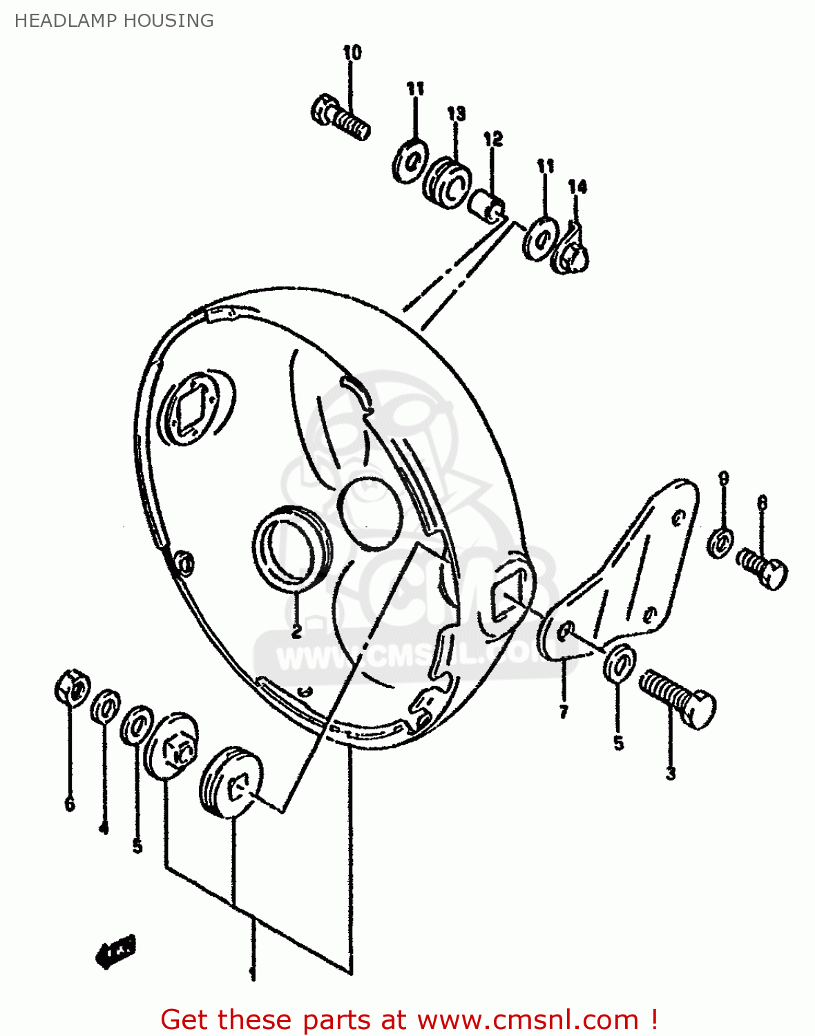 HEADLAMP HOUSING GSX1100G 1991 (M) (E01 E02 E04 15 16 17 18 21 22 24 25 34 39 53)