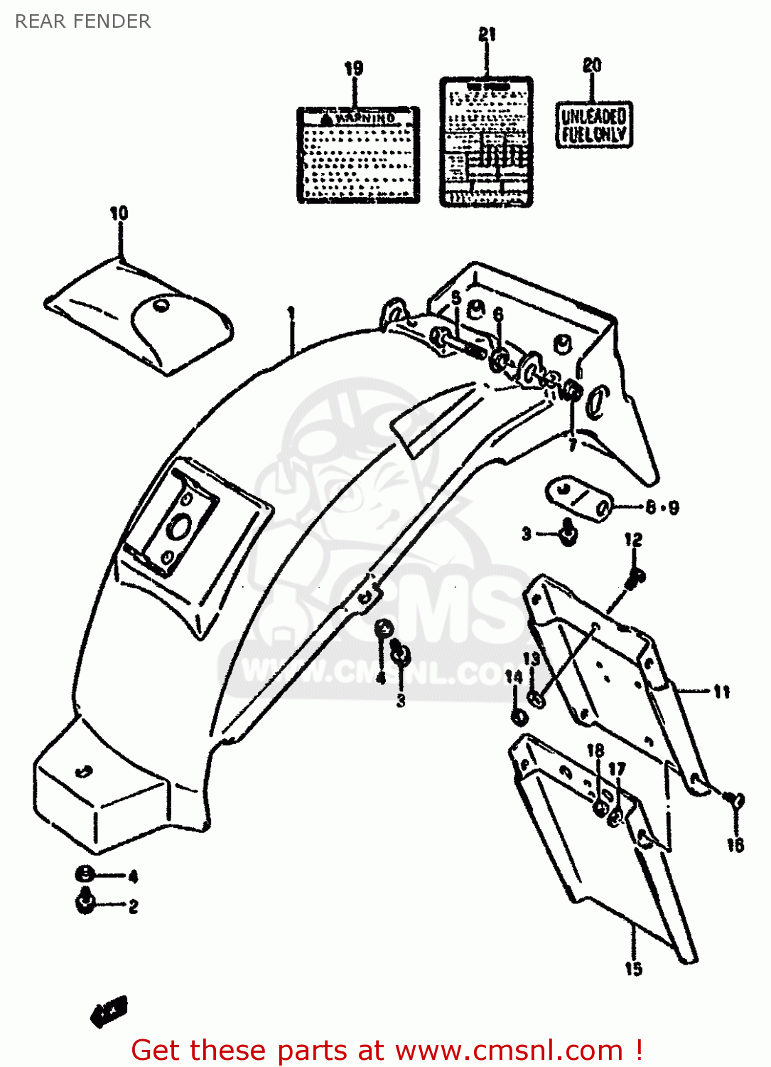 REAR FENDER GSX1100G 1991 (M) (E01 E02 E04 15 16 17 18 21 22 24 25 34 39 53)