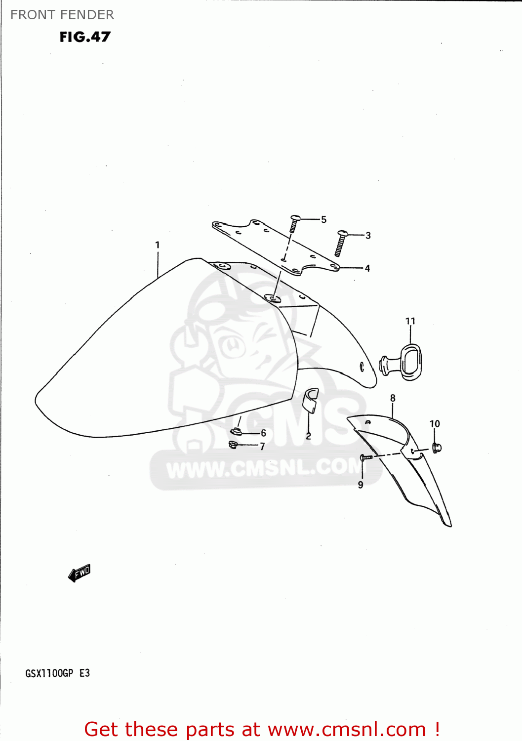FRONT FENDER GSX1100G 1991 (M) USA (E03)
