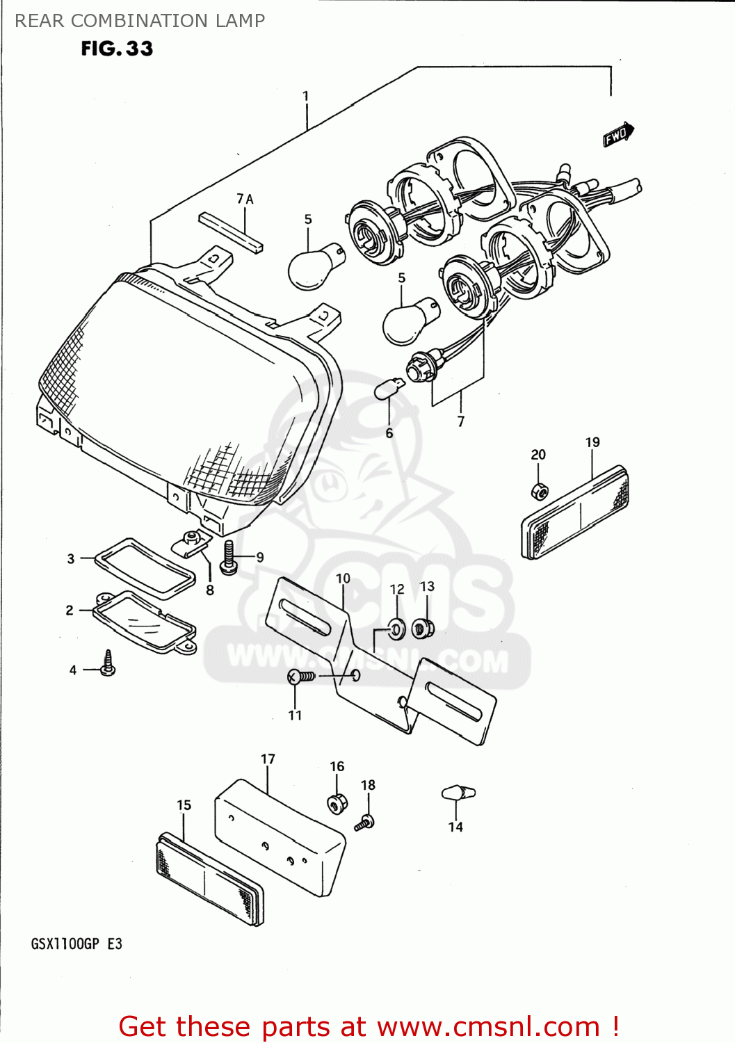 REAR COMBINATION LAMP GSX1100G 1991 (M) USA (E03)