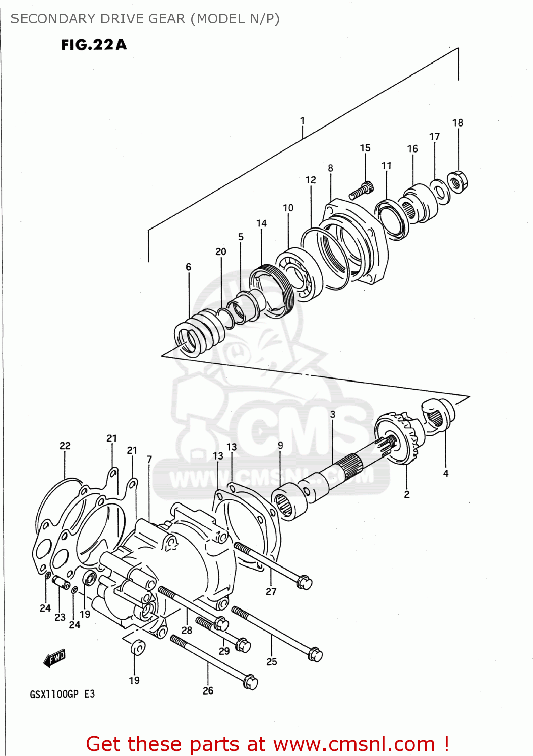 SECONDARY DRIVE GEAR (MODEL N/P) GSX1100G 1991 (M) USA (E03)