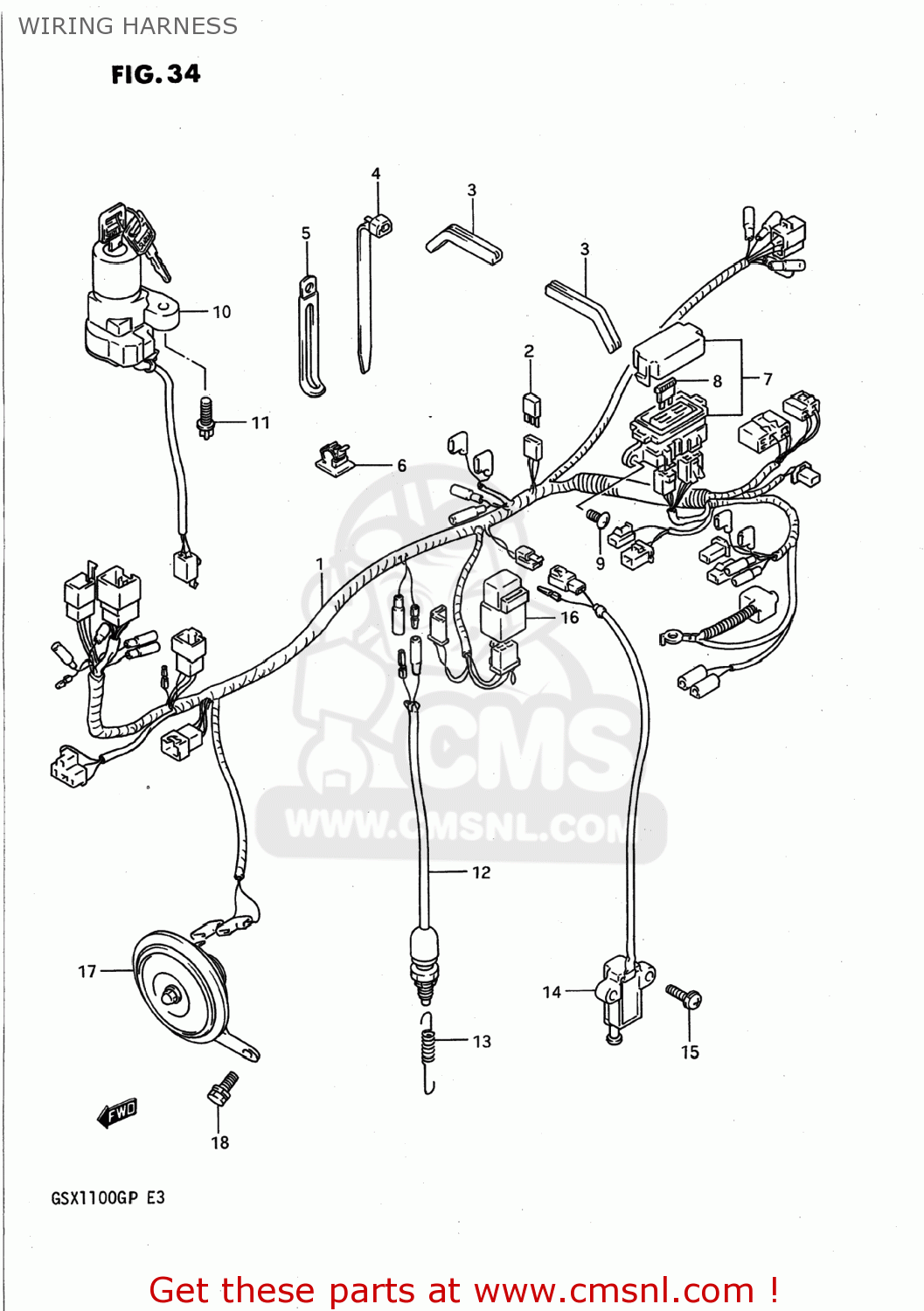 WIRING HARNESS GSX1100G 1991 (M) USA (E03)