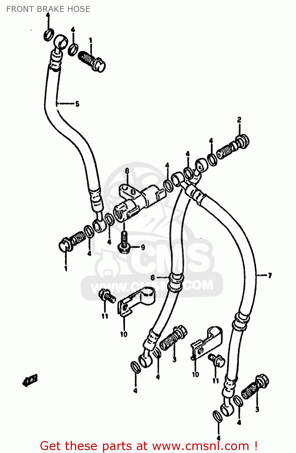 FRONT BRAKE HOSE GSX1100G 1992 (N) (E01 E02 E04 E15 E16 E17 E18 E21 E22 24 25 39)