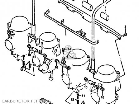 CARBURETOR FITTINGS - GSX1100G 1992 (N) (E01 E02 E04 E15 E16 E17 E18 E21 E22 24 25 39)
