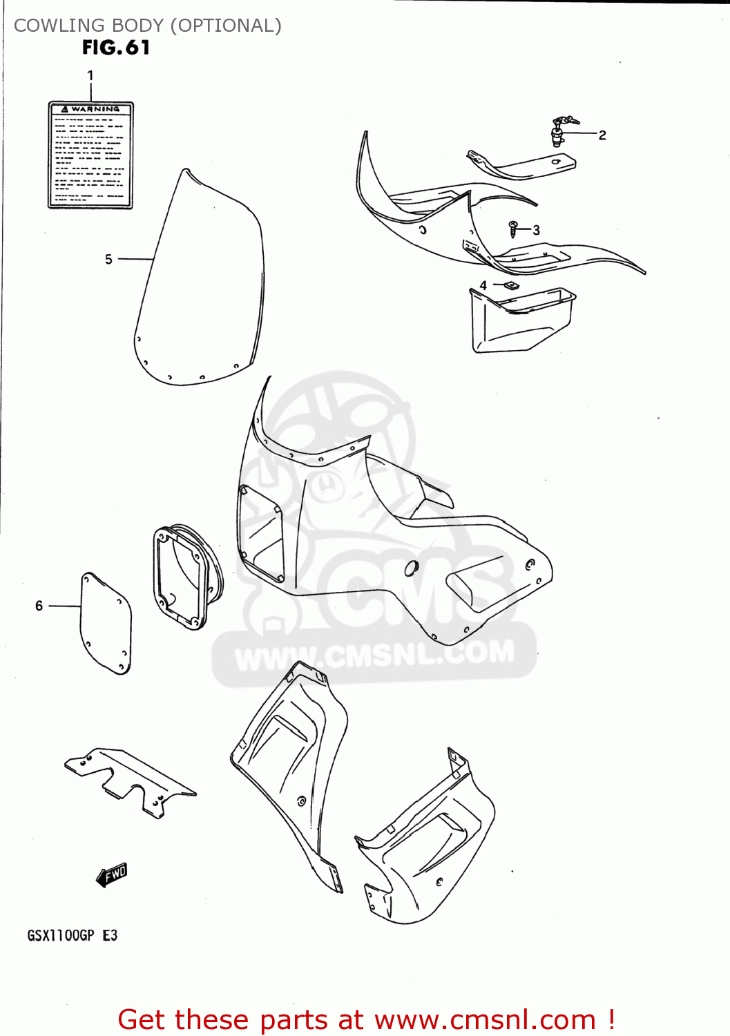 COWLING BODY (OPTIONAL) GSX1100G 1992 (N) USA (E03)