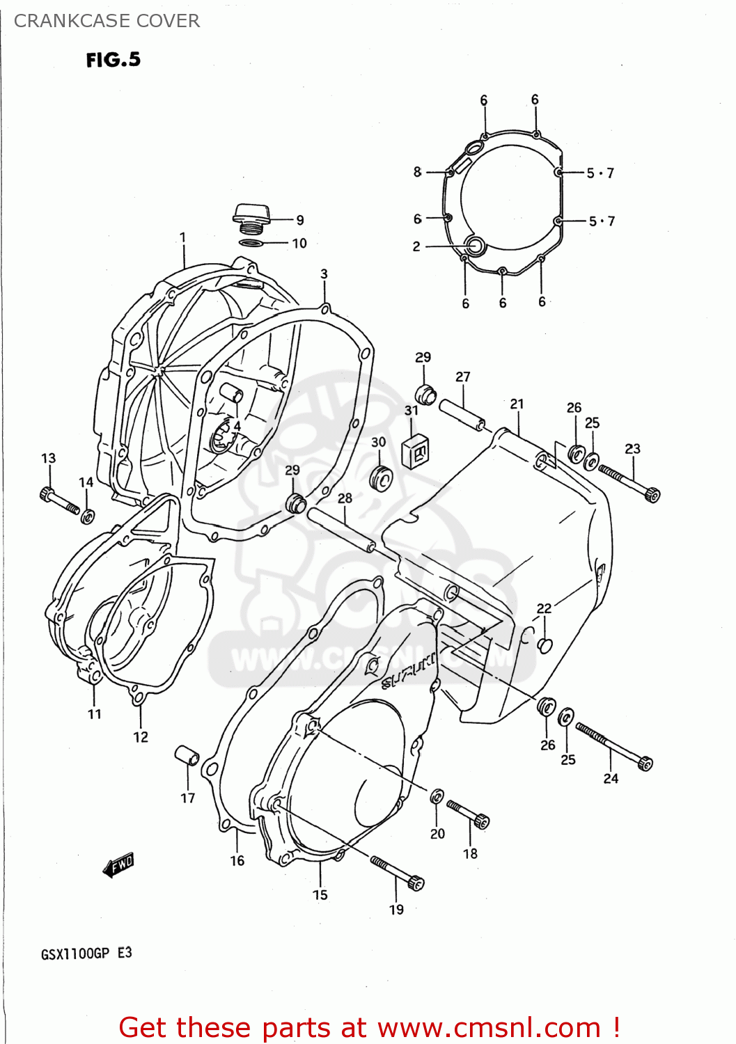 CRANKCASE COVER GSX1100G 1992 (N) USA (E03)