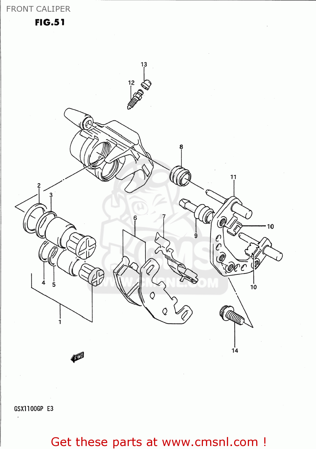 FRONT CALIPER GSX1100G 1992 (N) USA (E03)