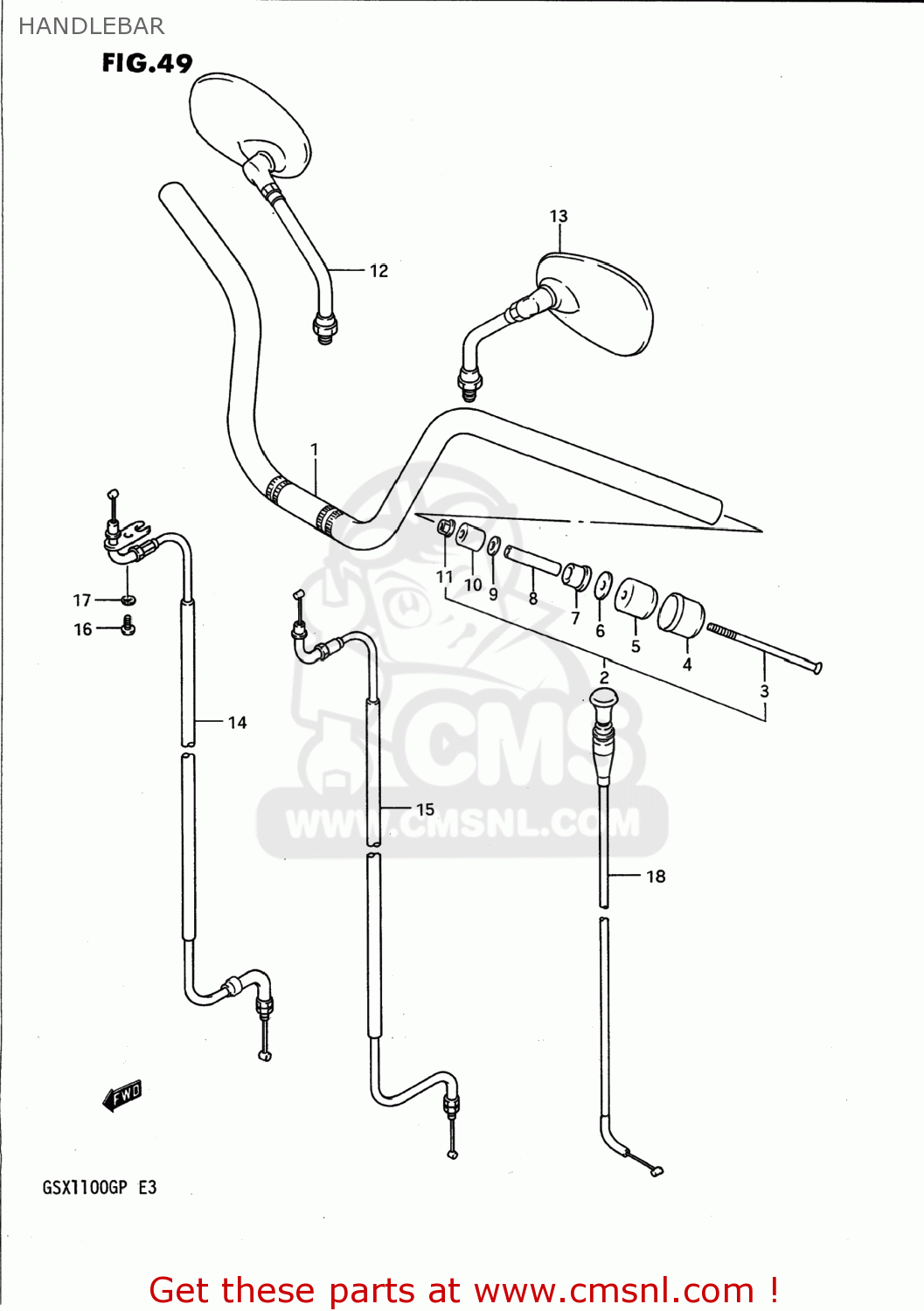 HANDLEBAR GSX1100G 1992 (N) USA (E03)