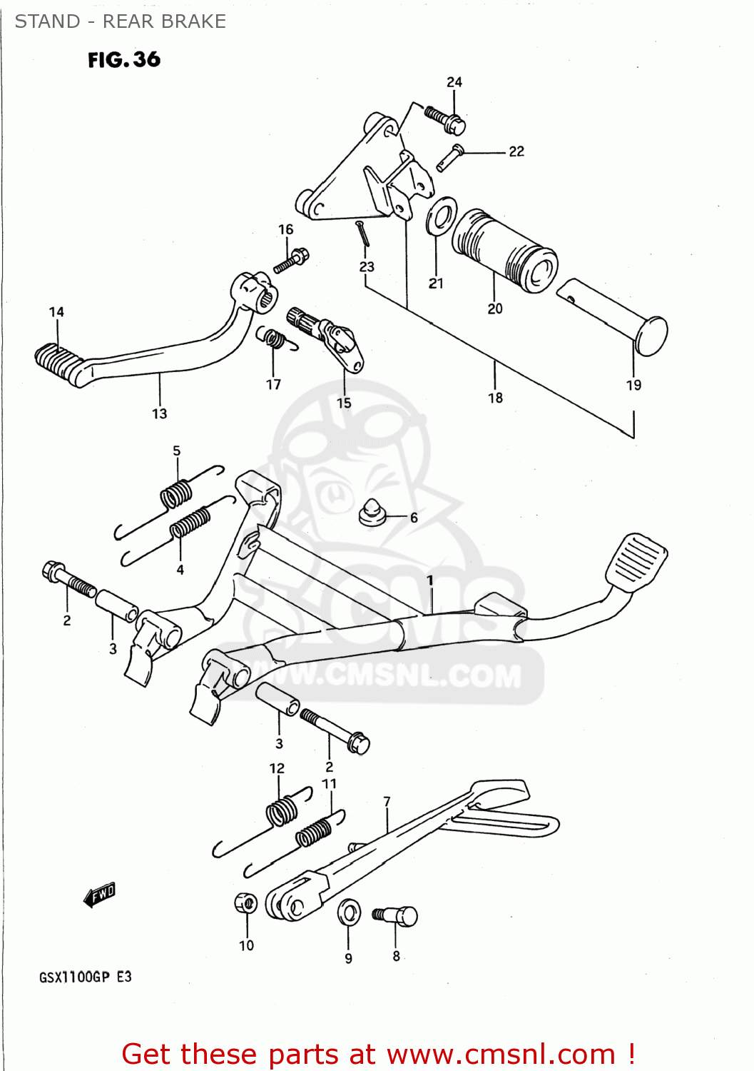 STAND - REAR BRAKE GSX1100G 1992 (N) USA (E03)