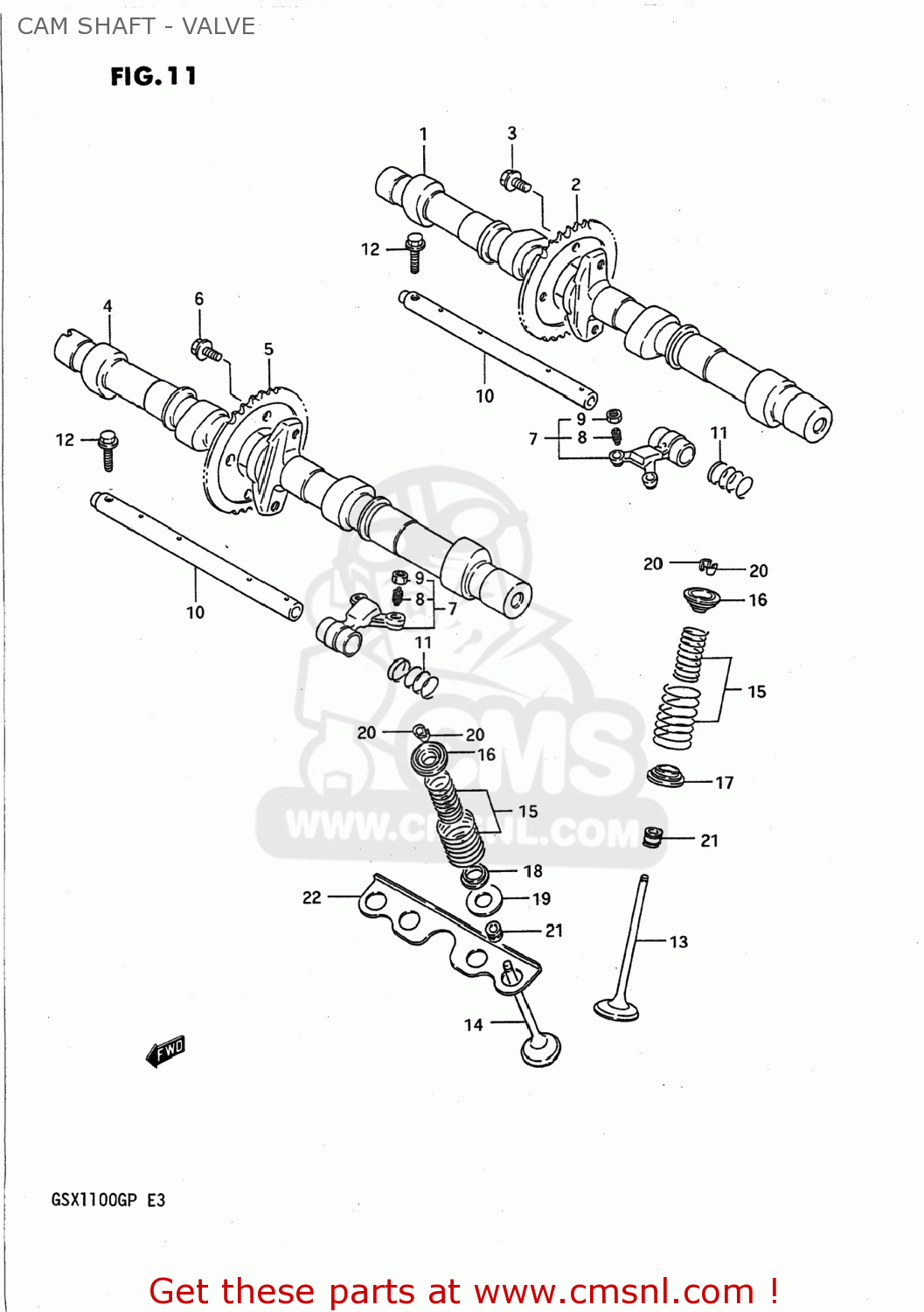 CAM SHAFT - VALVE GSX1100G 1993 (P) USA (E03)