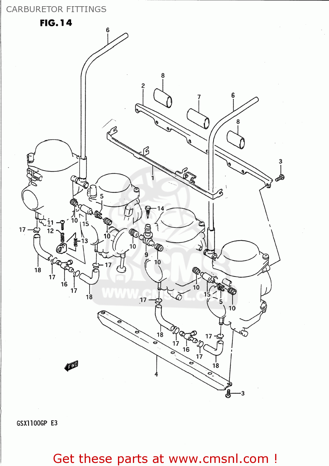 CARBURETOR FITTINGS GSX1100G 1993 (P) USA (E03)