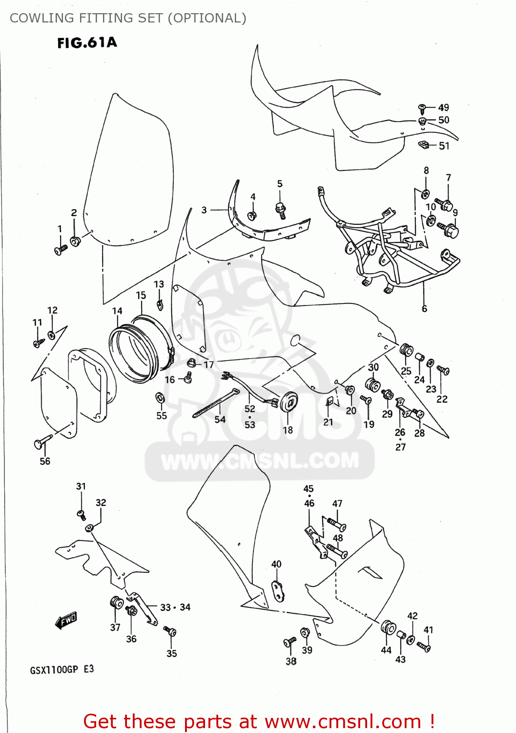 COWLING FITTING SET (OPTIONAL) GSX1100G 1993 (P) USA (E03)