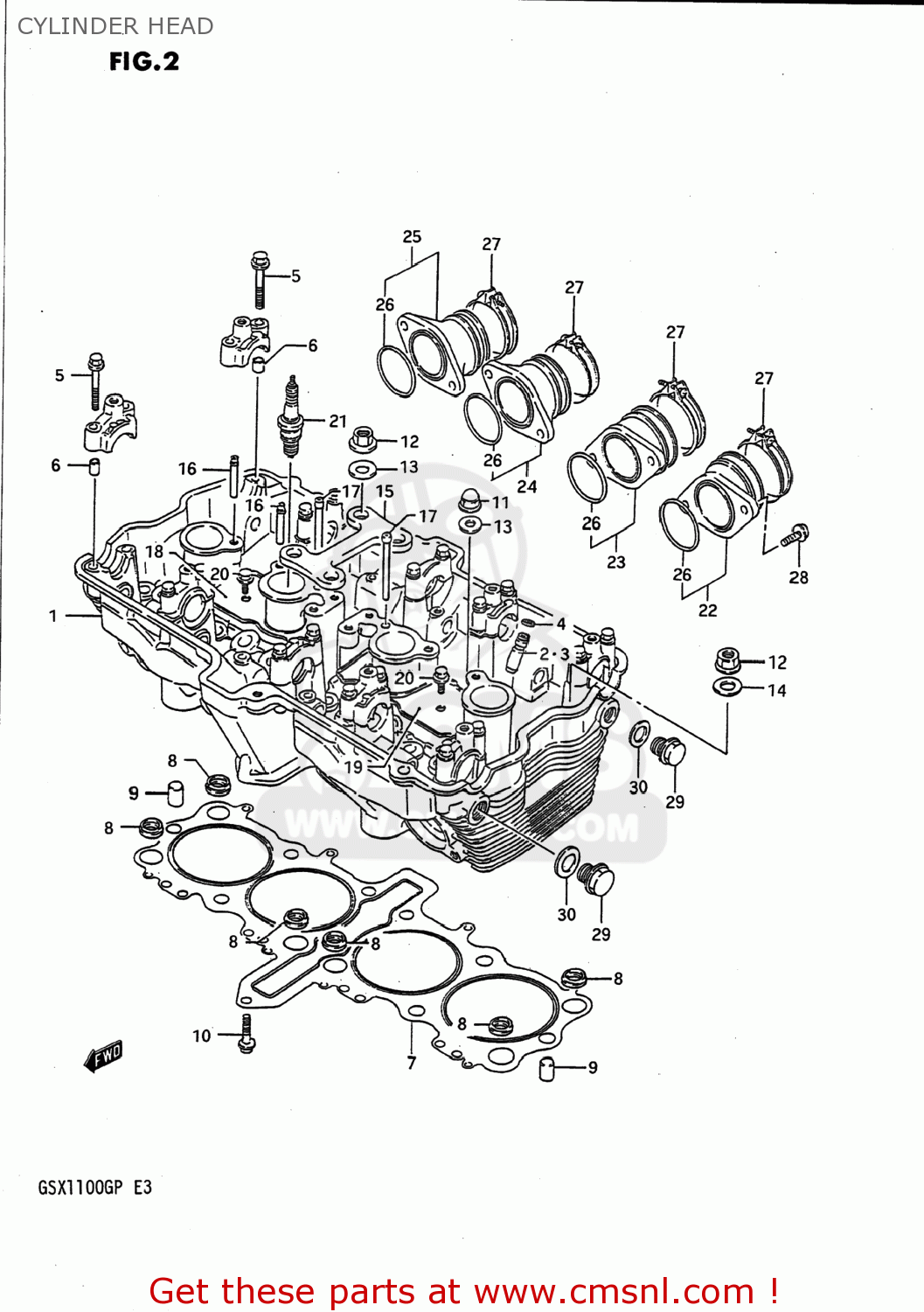 CYLINDER HEAD GSX1100G 1993 (P) USA (E03)