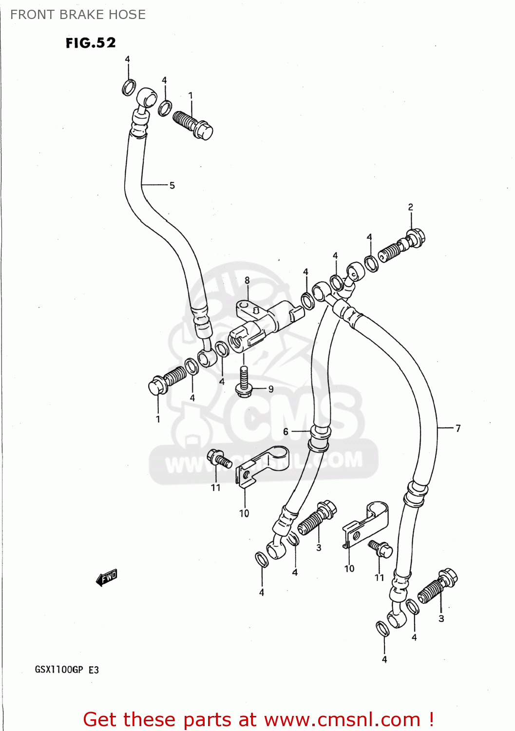 FRONT BRAKE HOSE GSX1100G 1993 (P) USA (E03)