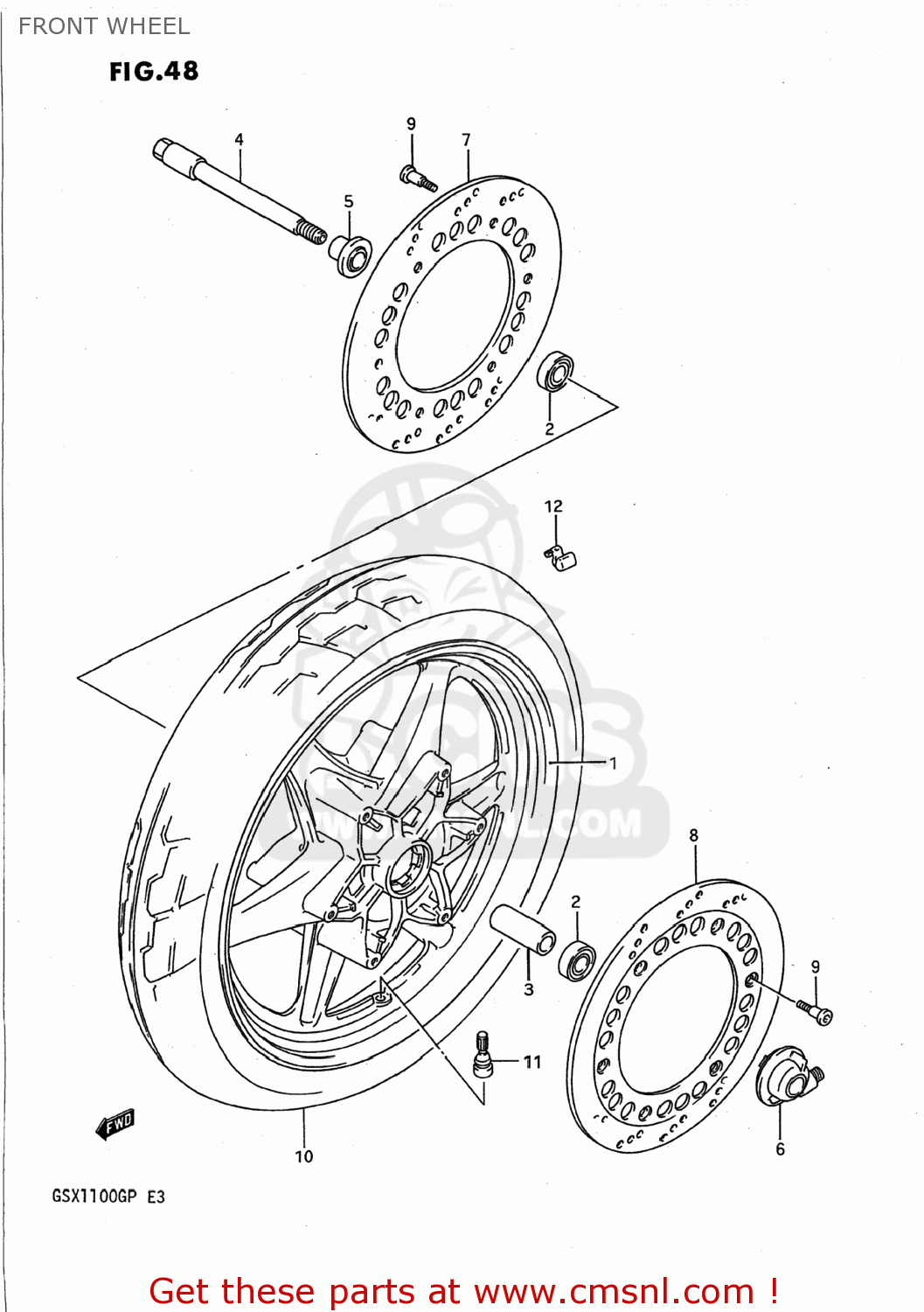 FRONT WHEEL GSX1100G 1993 (P) USA (E03)