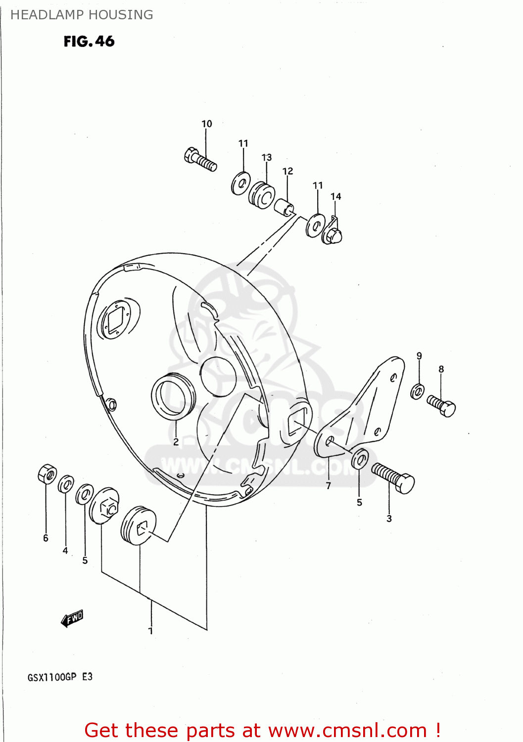 HEADLAMP HOUSING GSX1100G 1993 (P) USA (E03)