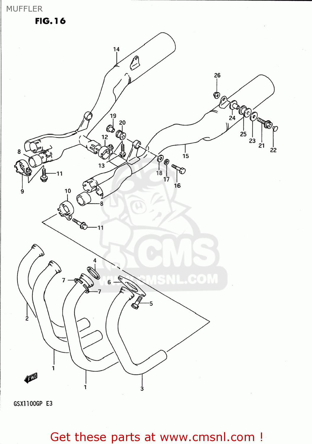 MUFFLER GSX1100G 1993 (P) USA (E03)