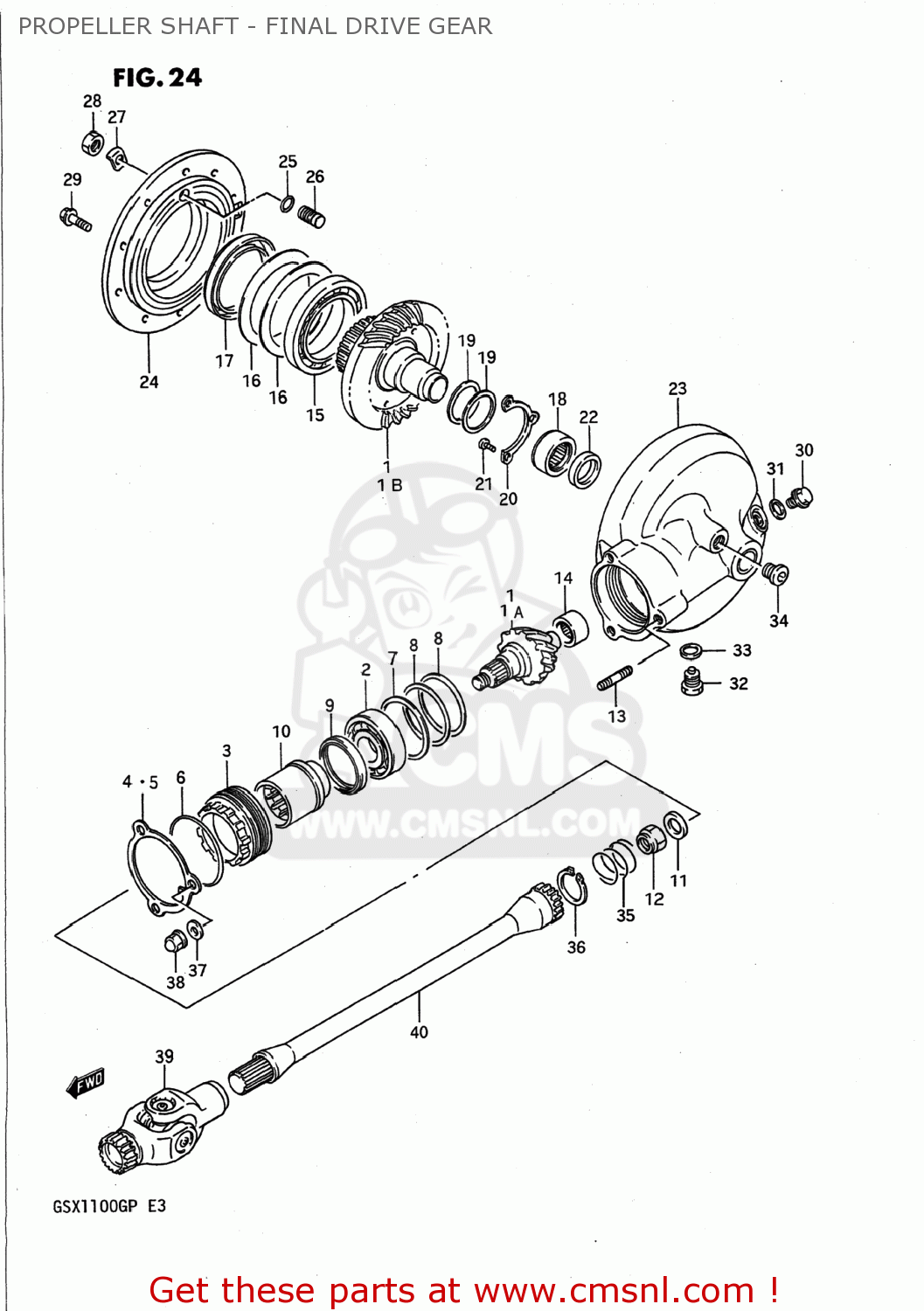 PROPELLER SHAFT - FINAL DRIVE GEAR GSX1100G 1993 (P) USA (E03)