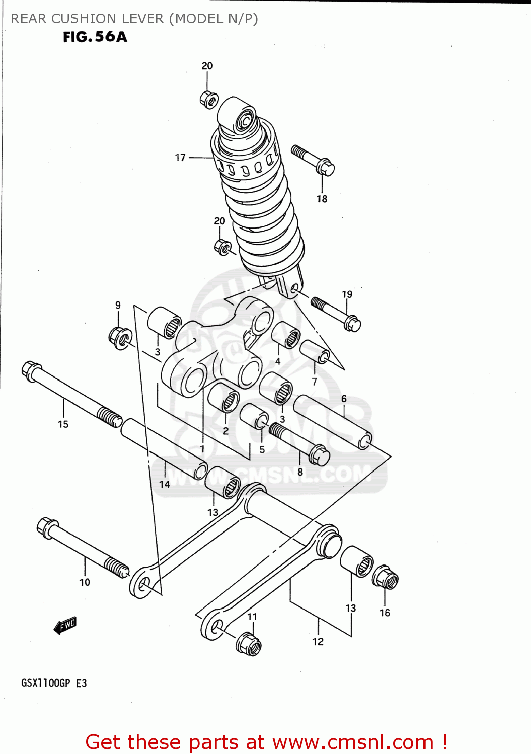 REAR CUSHION LEVER (MODEL N/P) GSX1100G 1993 (P) USA (E03)
