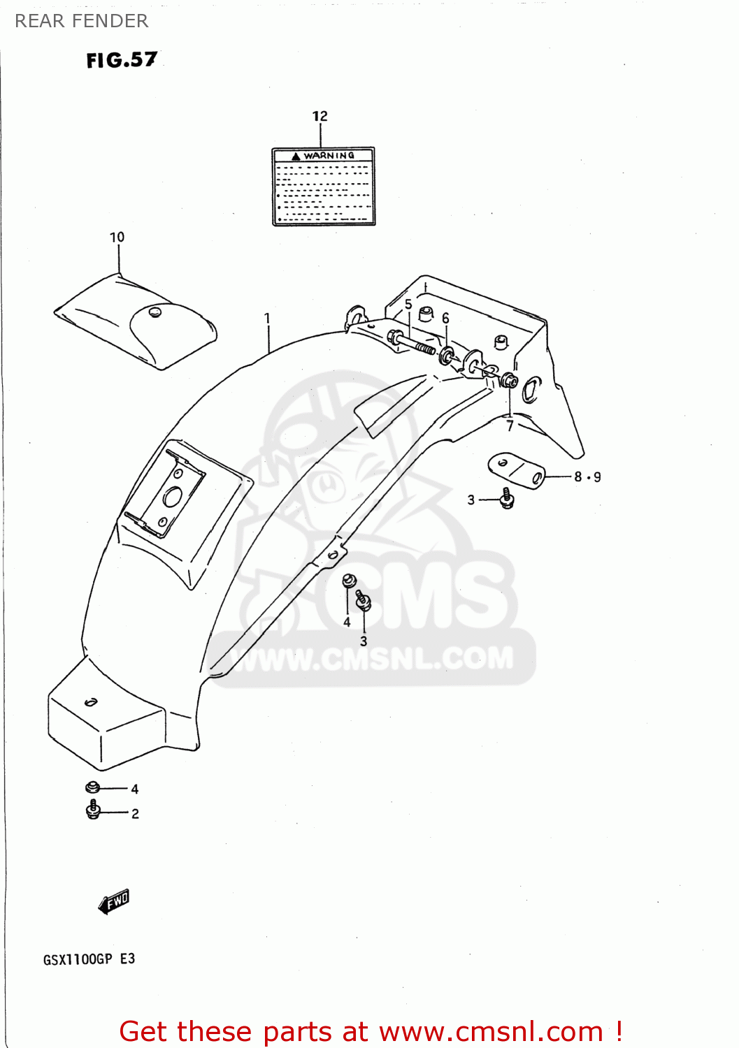 REAR FENDER GSX1100G 1993 (P) USA (E03)