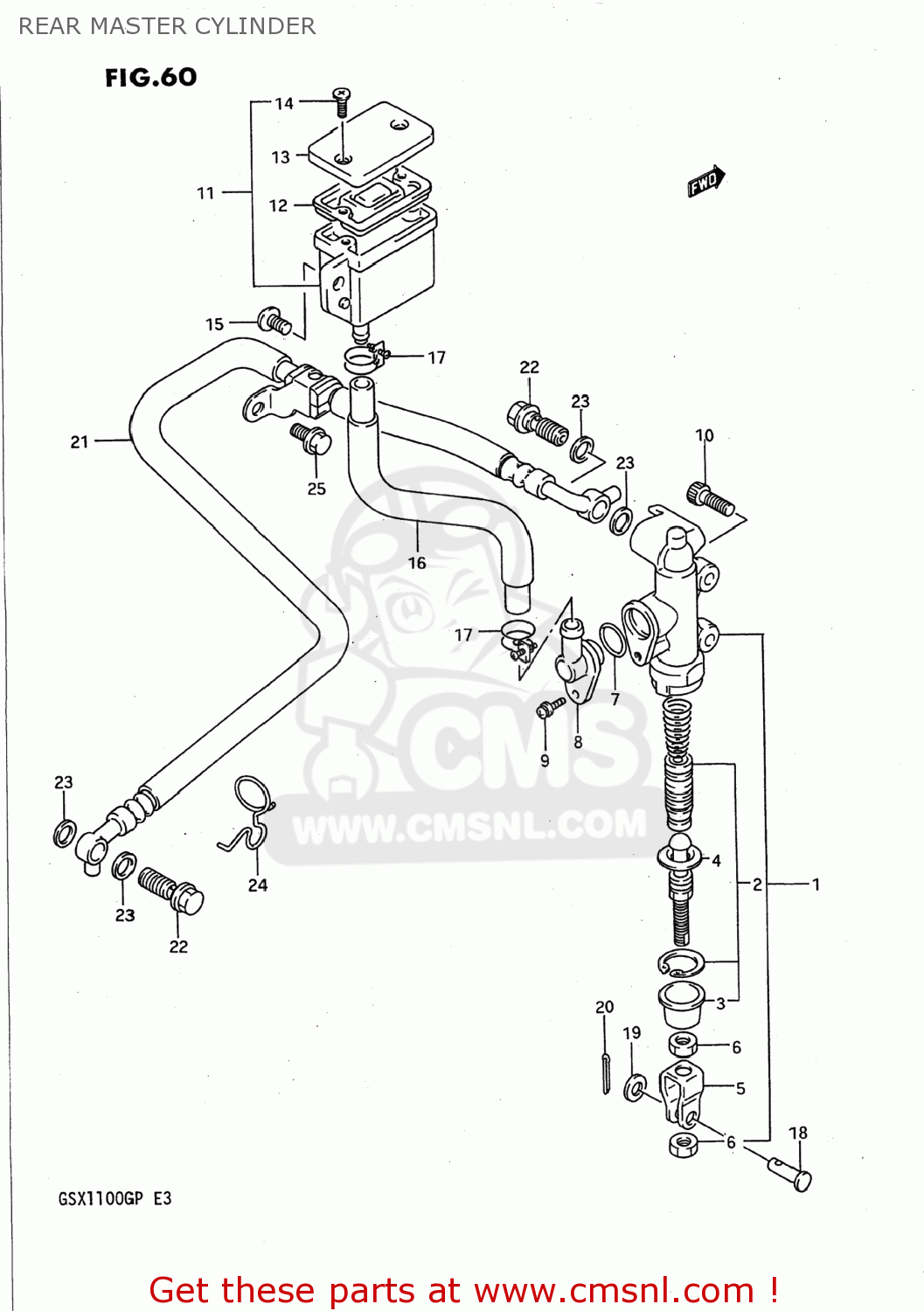 REAR MASTER CYLINDER GSX1100G 1993 (P) USA (E03)