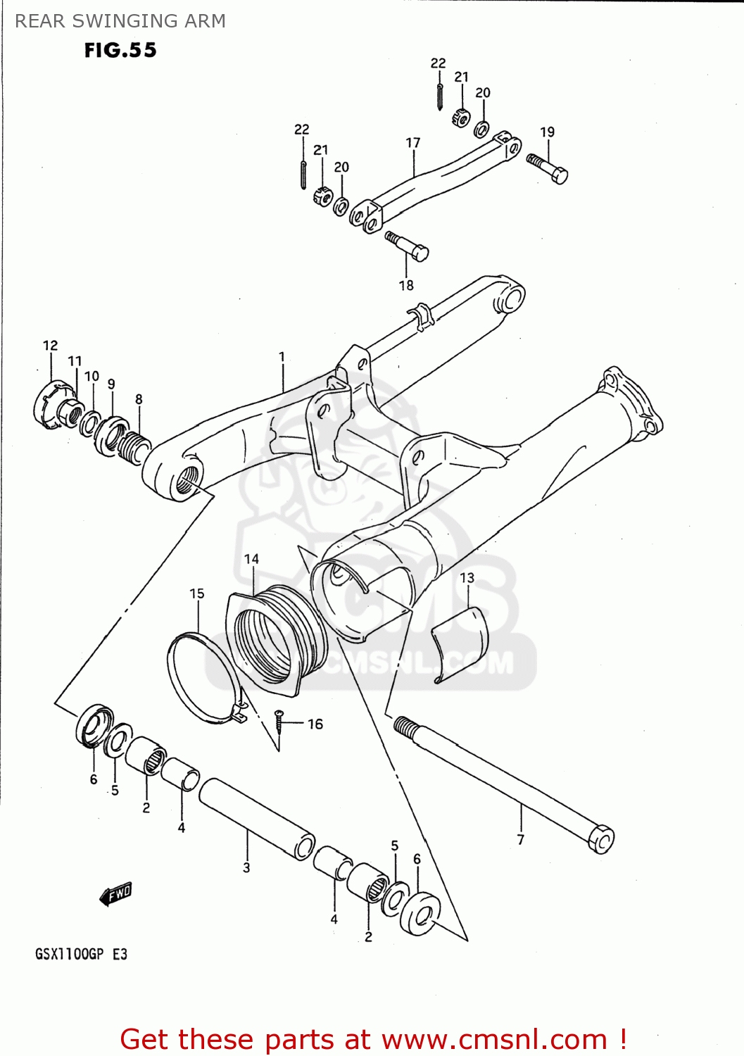 REAR SWINGING ARM GSX1100G 1993 (P) USA (E03)